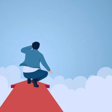 A man rides an arrow that rides forward through the sky, an illustration fo.. Stock Illustration
