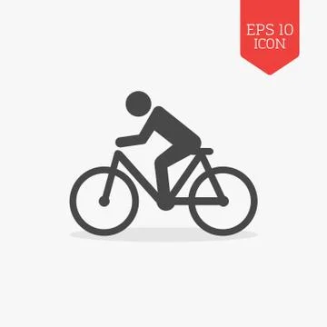 Man rides a bicycle icon. Flat design gray color symbol. Modern UI web naviga Stock Illustration