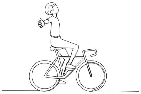 A man rides a bicycle while stretching his arms Stock Illustration