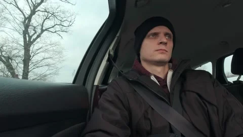 Man Rides In The Car Stock Footage 166805172