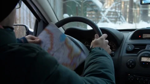 Man rides in the car using navigation map. Stock Footage 102179028