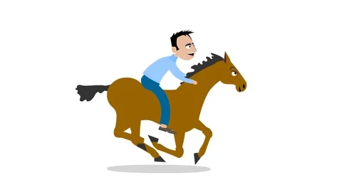 Man rides a galloping horse 스톡 동영상 99650664