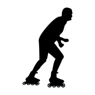 A man rides on roller skates in the summer, flat style 스톡 일러스트
