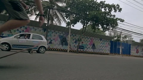 Man rides a skateboard close-up Stock Footage 73503774