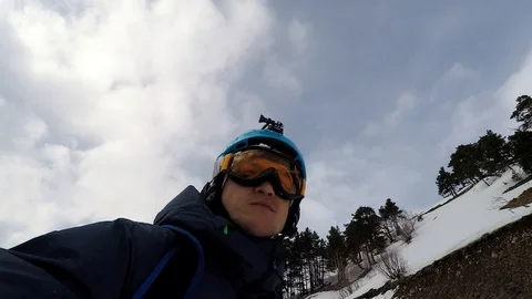 Man rides on a snowboard Video stock 86325718