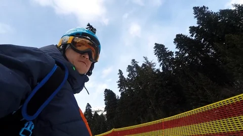 Man rides on a snowboard Video stock 86325746