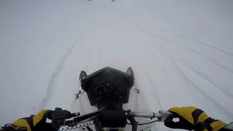 Man rides on snowmobile on trail Video stock 102160053