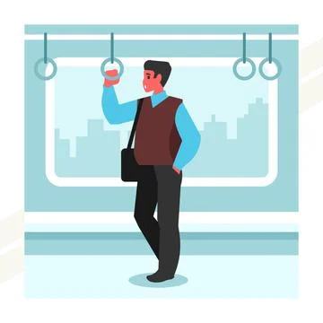 Man-rides-the-subway Stock Illustration