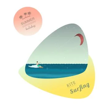 Man rides wakeboard Stock Illustration