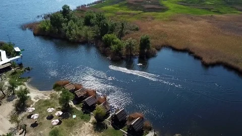 A man rides wakeboarding Stock Footage 107537907