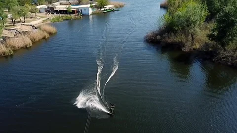 A man rides wakeboarding Stock Footage 107538293