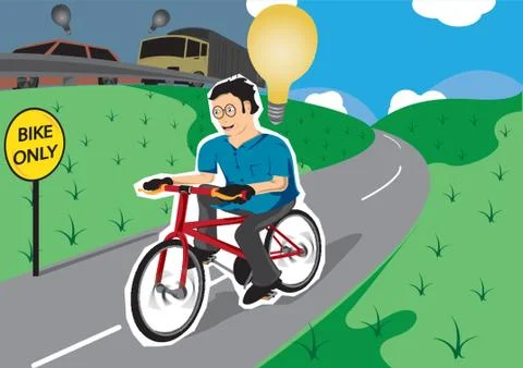 Man Riding A Bicycle Ilustración de archivo