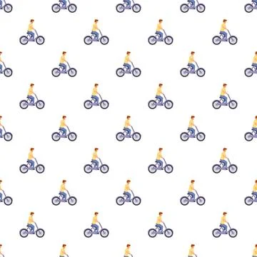 Man riding bicycle seamless repeating pattern design Illustrazione stock