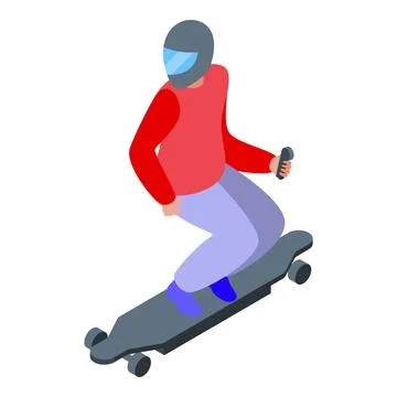Man riding electric skateboard using remote control isometric icon Stock Illustration