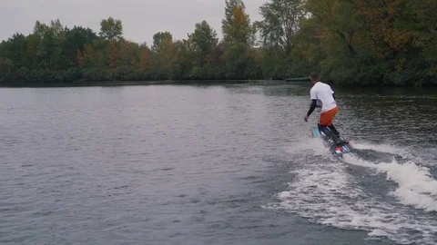 Man is riding a jet surf Stock Footage 80838877