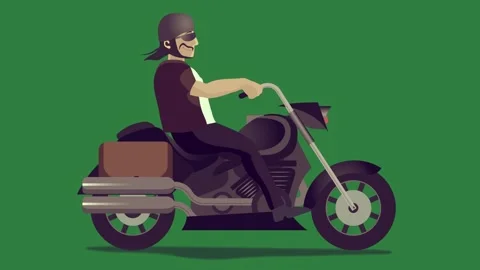 A man riding motorcycle on green background and screen Stock Footage 337029541