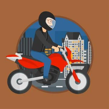 Man riding motorcycle. Stock Illustration