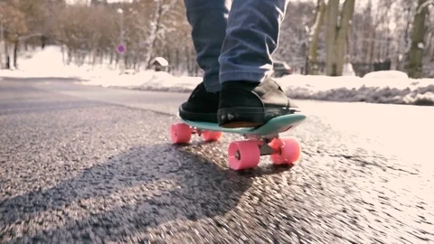 Man riding on plastic skateboard. Stock Footage 119823387