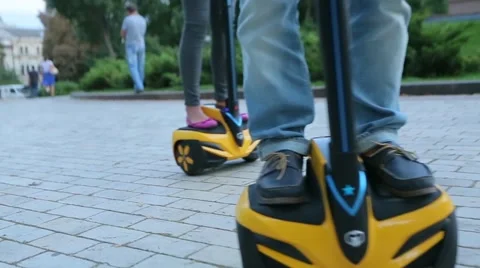 Man riding a Segway close up Stock Footage 62507044