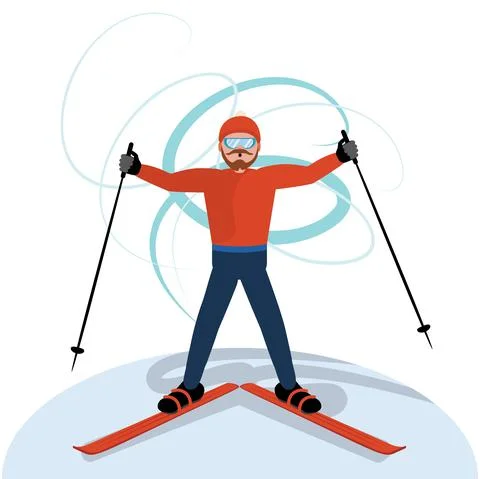 Man riding on ski Иллюстрация