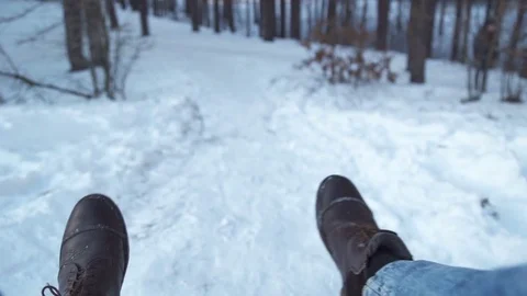 A man is riding a sled Stock Footage 85169558