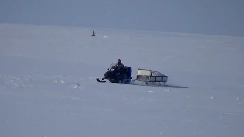 Man riding a snowmobile Video stock 108261292