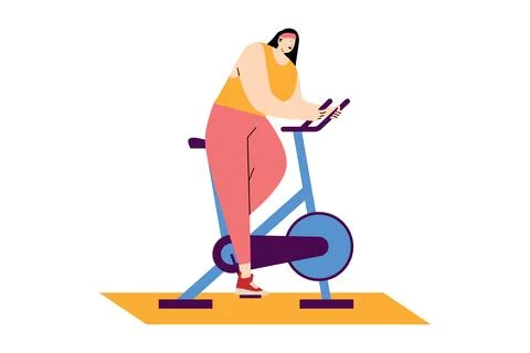 Man Riding a Static Exercise Bicycle Illustration Stock Illustration