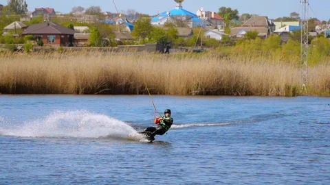 A man riding a wakeboard Stock Footage 107537413