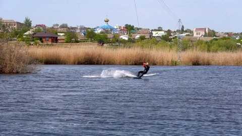 A man riding a wakeboard Stock Footage 107537441