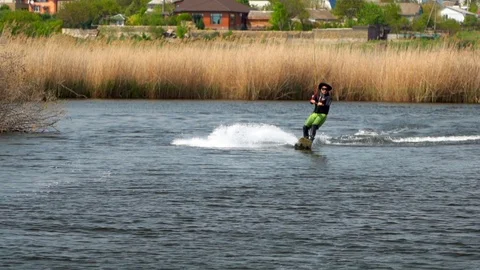 A man riding a wakeboard Stock Footage 107537495