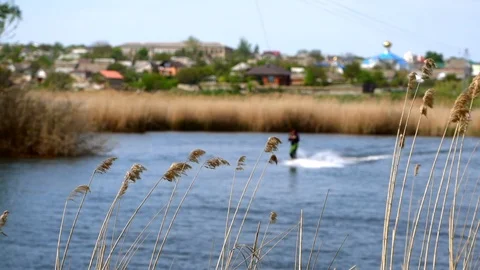 A man riding a wakeboard Stock Footage 107537516