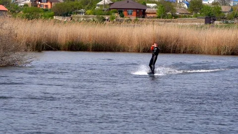A man riding a wakeboard Stock Footage 107537533