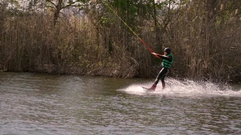 A man riding a wakeboard Stock Footage 107537636