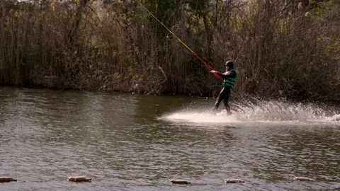 A man riding a wakeboard Stock Footage 107537710