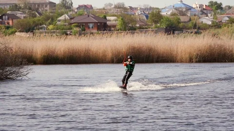 A man riding a wakeboard Stock Footage 107537890