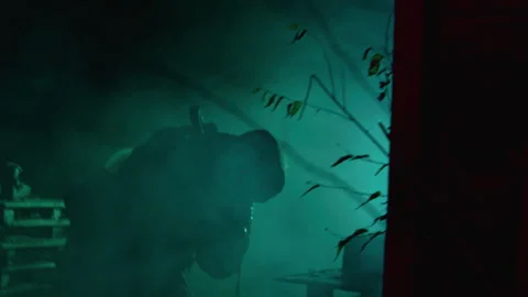 A man with a rifle at night Stock-Footage 258478199