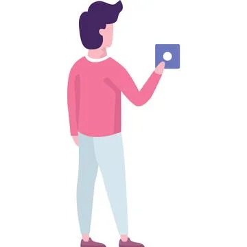 Man ringing door bell vector icon isolated Stock Illustration