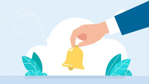 A man is ringing a small bell. Notification, reminder, call. Call for knowledge. Stock Footage 246862433