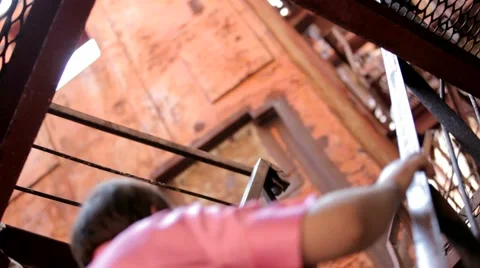 Man Rises From The Old Stairs Stock Footage 52717068