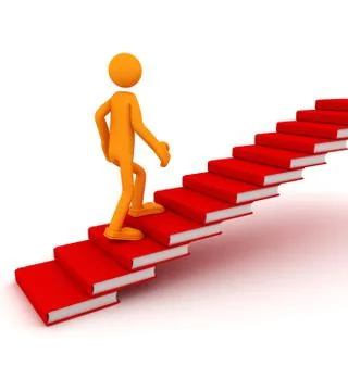 Man rises on the steps of the book Stock Illustration