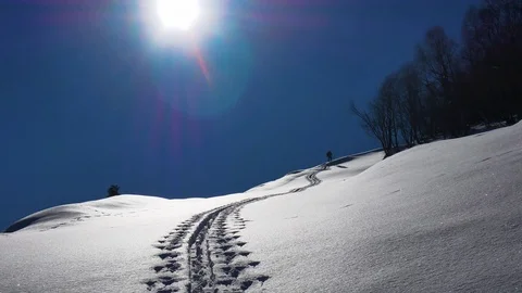 A man is rising in the mountains Stock Footage 85297457
