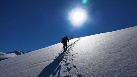 A man is rising in the mountains Stock Footage 85301085