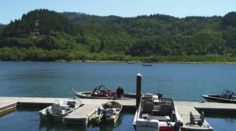 Man on River Docks Stock Footage 35298307