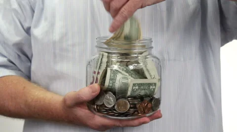 Man Robbing Jar Bank Stock Footage 49643137