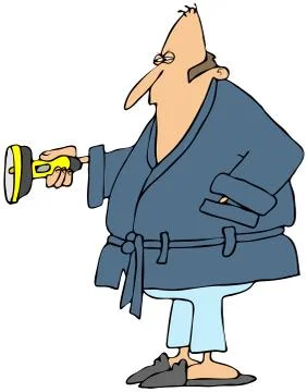 Man in a robe holding a flashlight Stock Illustration