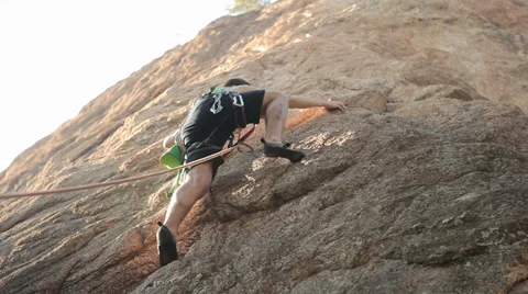 Man Rock Climbing Stock Footage 38645387