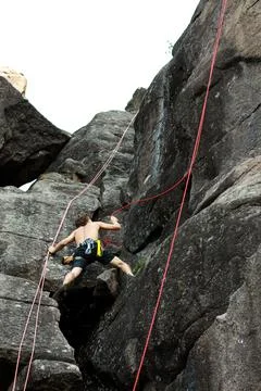 A man rock climbing 写真素材