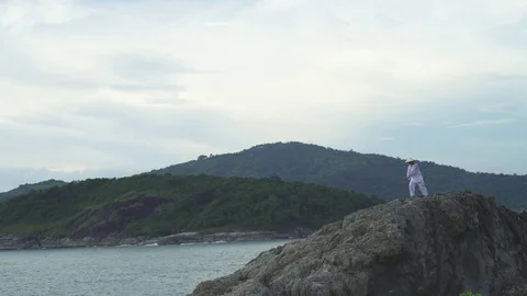 Man On Rock Exercise Kung Fu Martial Arts Stock Footage 70860296