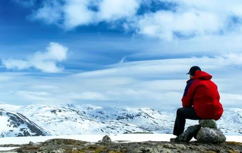 Man on rock Stock Photos