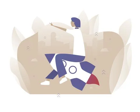 A Man on a rocket. Vector illustration 스톡 일러스트